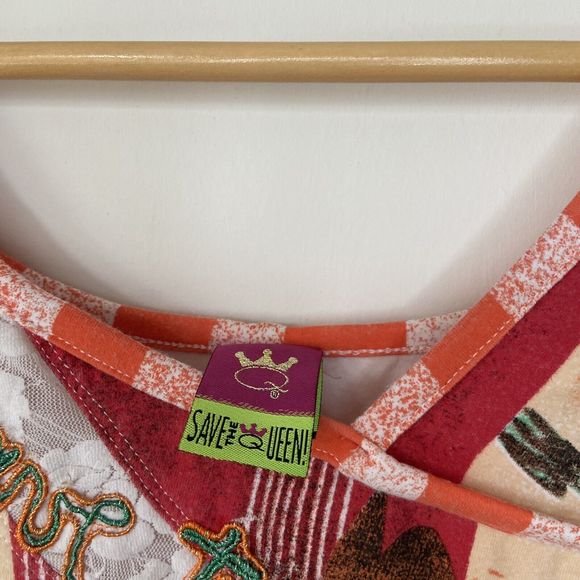 Save The Queen Vintage Short Sleeve Multicoloured Abstract Fruit Print Top Large - Picture 5 of 16